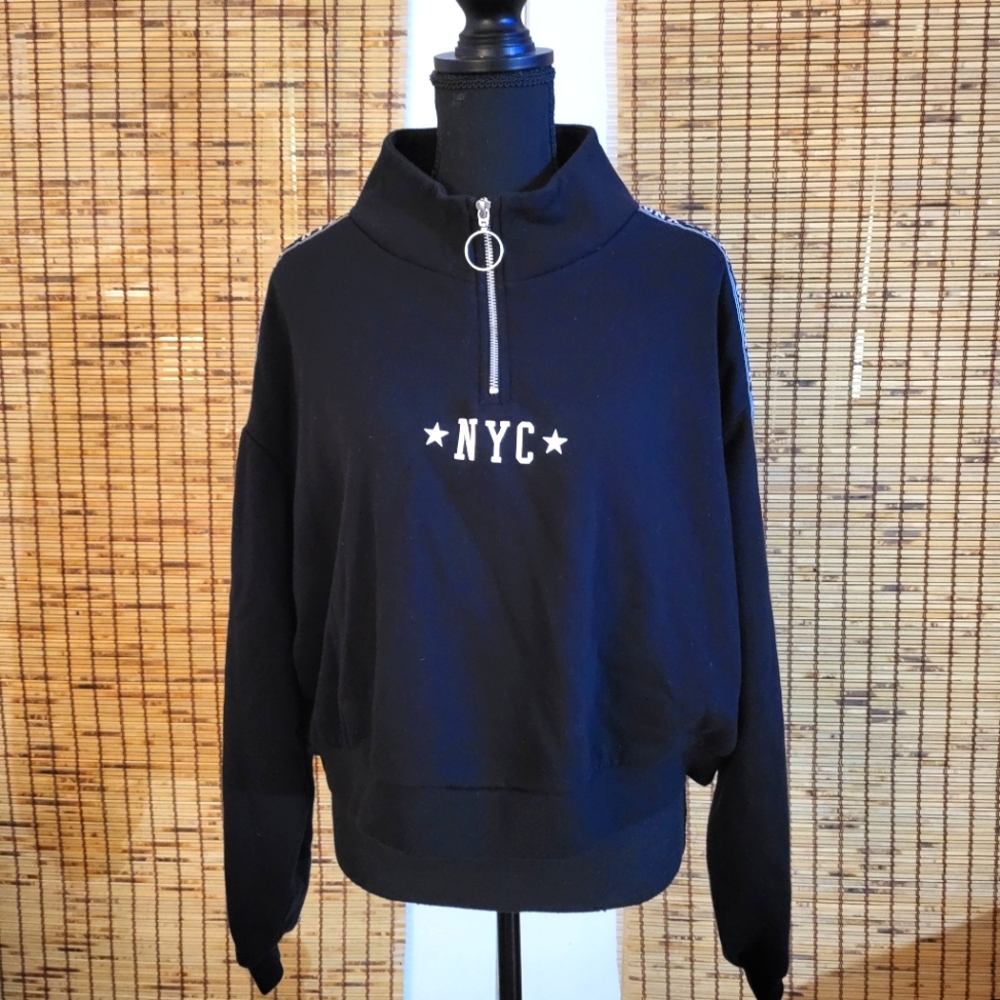 H&M Black "NYC Bronx" Pullover Sweatshirt